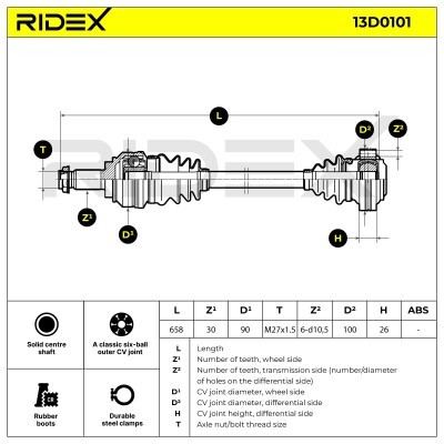 Antriebswelle RIDEX 13D0101 13D0101 - foto 4