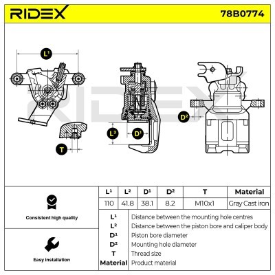 Bremssattel RIDEX 78B0774 78B0774 - foto 6