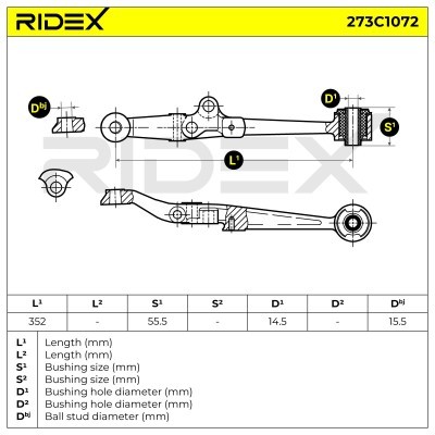 Querlenker RIDEX 273C1072 273C1072 - foto 7