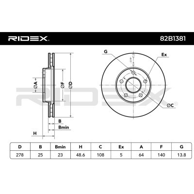 Bremsscheibe RIDEX 82B1381 82B1381 - foto 5