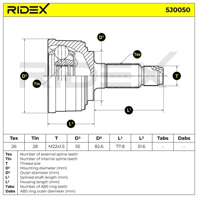 Gelenksatz, Antriebswelle RIDEX 5J0050 5J0050 - foto 5