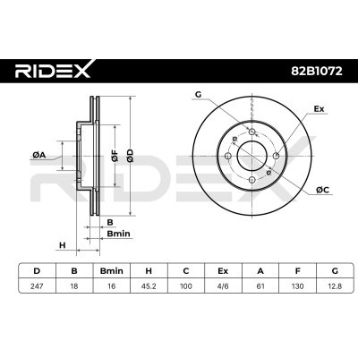 Bremsscheibe RIDEX 82B1072 82B1072 - foto 5