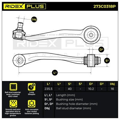 Querlenker RIDEX 273C0318P 273C0318P - foto 8