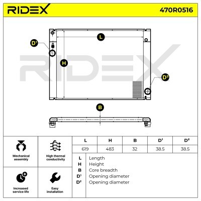 Kühler, Motorkühlung RIDEX 470R0516 470R0516 - foto 5