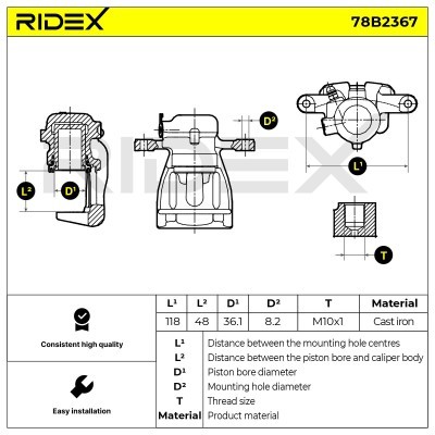 Bremssattel RIDEX 78B2367 78B2367 - foto 3