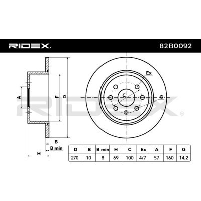Bremsscheibe RIDEX 82B0092 82B0092 - foto 3