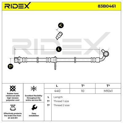 Bremsschlauch RIDEX 83B0461 83B0461 - foto 7