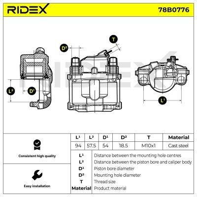 Bremssattel RIDEX 78B0776 78B0776 - foto 6