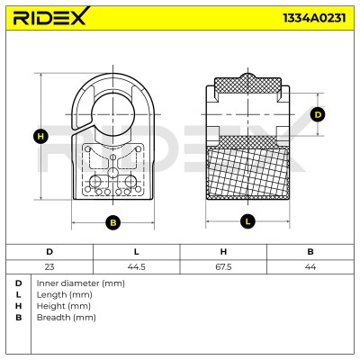Lagerung, Stabilisator RIDEX 1334A0231 1334A0231 - foto 5