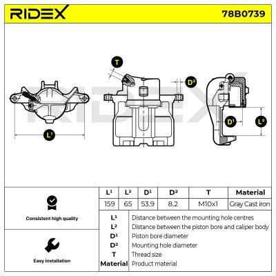 Bremssattel RIDEX 78B0739 78B0739 - foto 5