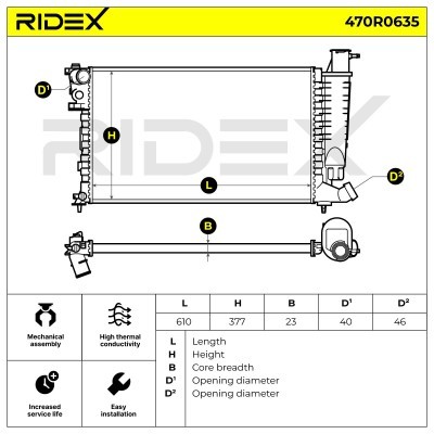 Kühler, Motorkühlung RIDEX 470R0635 470R0635 - foto 4