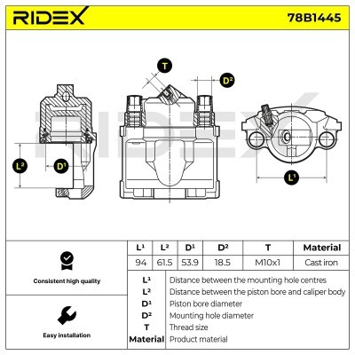 Bremssattel RIDEX 78B1445 78B1445 - foto 7