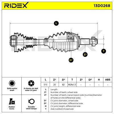 Antriebswelle RIDEX 13D0268 13D0268 - foto 4