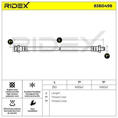 Bremsschlauch RIDEX 83B0498 83B0498 - foto 6