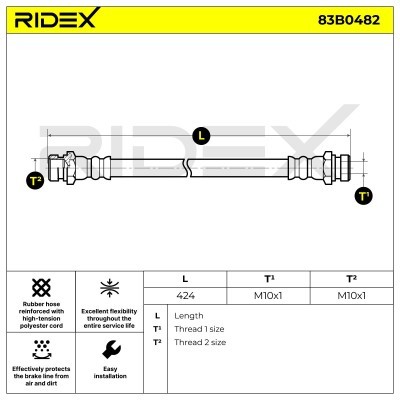 Bremsschlauch RIDEX 83B0482 83B0482 - foto 5