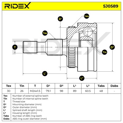 Gelenksatz, Antriebswelle RIDEX 5J0589 5J0589 - foto 5