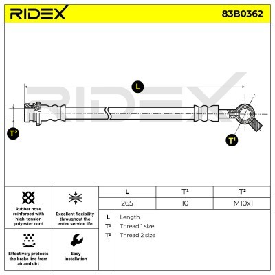 Bremsschlauch RIDEX 83B0362 83B0362 - foto 2