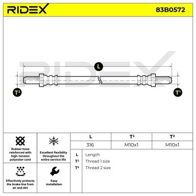 Bremsschlauch RIDEX 83B0572 83B0572 - foto 5