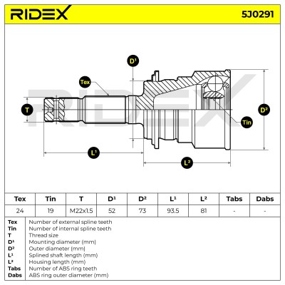 Gelenksatz, Antriebswelle RIDEX 5J0291 5J0291 - foto 5