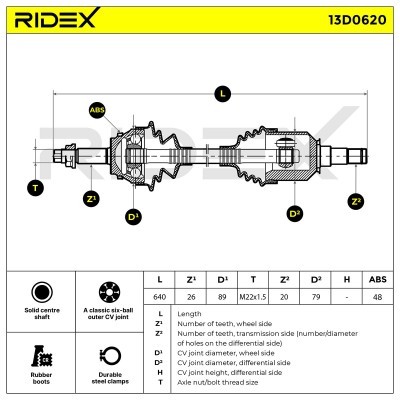 Antriebswelle RIDEX 13D0620 13D0620 - foto 7