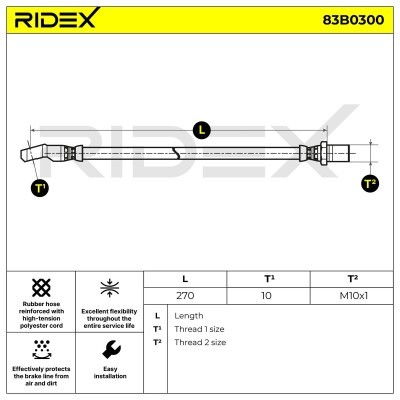 Bremsschlauch RIDEX 83B0300 83B0300 - foto 3