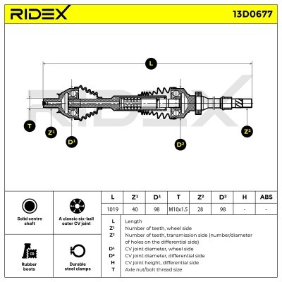 Antriebswelle RIDEX 13D0677 13D0677 - foto 6