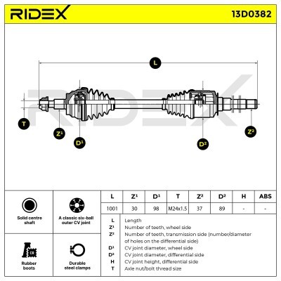Antriebswelle RIDEX 13D0382 13D0382 - foto 7