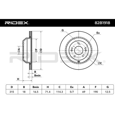 Bremsscheibe RIDEX 82B1918 82B1918 - foto 6