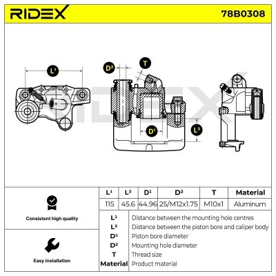 Bremssattel RIDEX 78B0308 78B0308 - foto 6