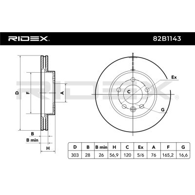 Bremsscheibe RIDEX 82B1143 82B1143 - foto 3
